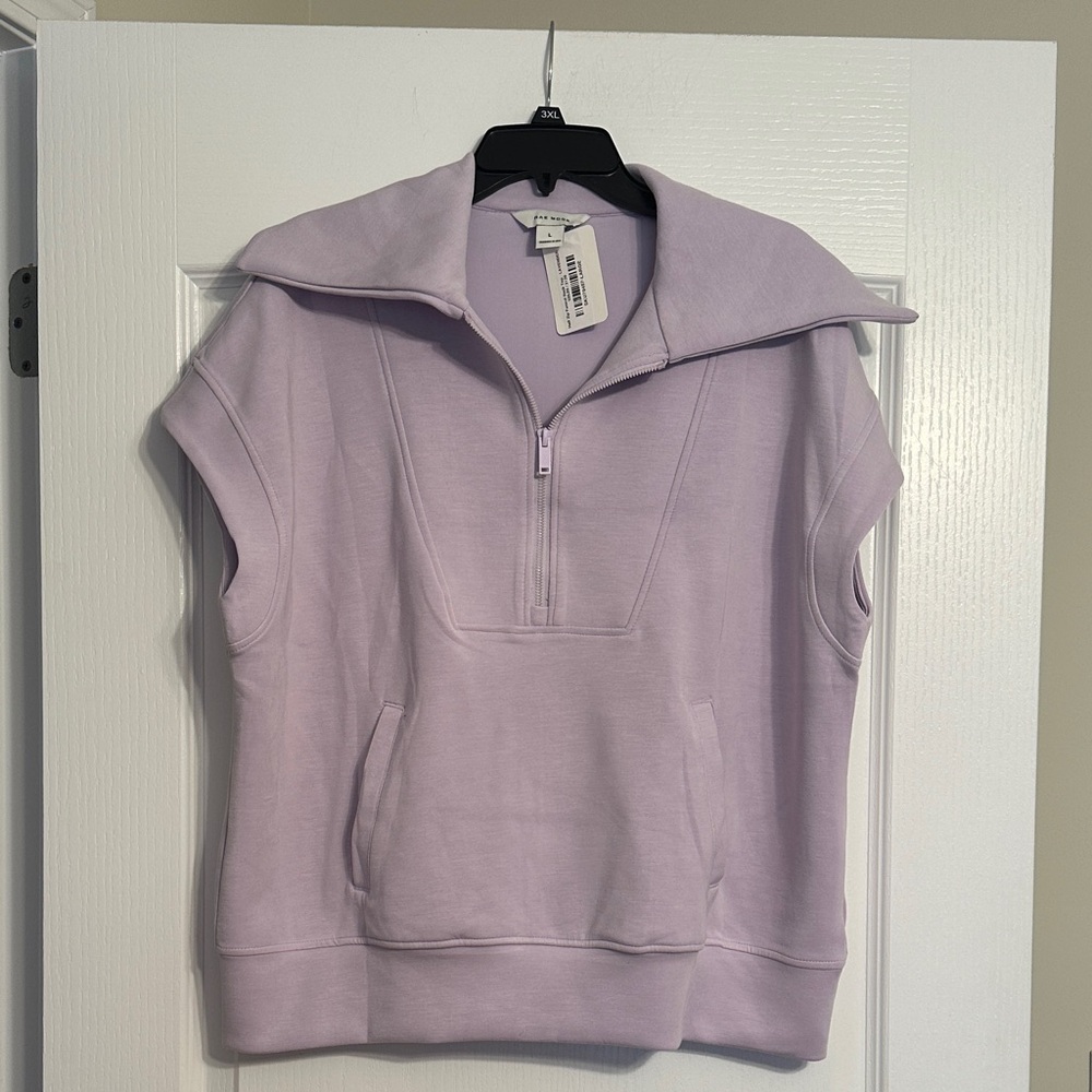 Rae Mode Half Zip Funnel Neck Top-Lavender